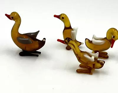 Buy Vintage Murano Venetian Glass Animals Miniature Lampwork Mother Duck & Ducklings • 55£