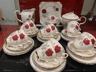 Buy Roses To Remember China Tea Set For 12 With Tea Pot • 125£
