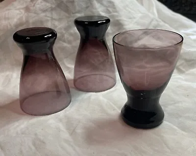 Buy Vintage Mid Century Modern Amethyst Shot Glasses Set Of 3 Barware • 9.46£
