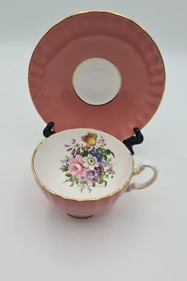 Buy Aynsley Tea Cup And Saucer Howard Sprays, Pink,Mallow, With Original Box  • 38£