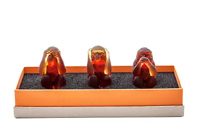 Buy New Daum Crystal Set Of Three Wise Monkey Figurines #05431/c Brand Nib Save$ F/s • 1,070.09£