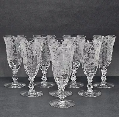 Buy Set Of 8 Vintage Cambridge Rose Point 5-3/4  Etched Juice Glasses 1930-1950's • 90.08£