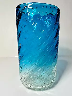 Buy Tall Italian Murano Cobalt Blue Oval Glass Vase By BAROVIER - Full Of Bubbles • 177.74£