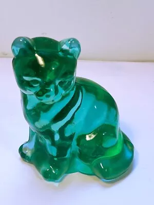 Buy Fenton Art Glass Sitting Cat French Opalescent Seamist Green  Mint Cond • 43.22£