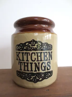 Buy  KITCHEN THINGS Utensils JAR MOIRA Pottery VINTAGE Brown Stoneware Storage  • 6.99£
