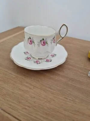 Buy Vintage Elizabethan Taylor & Kent Teacup And Saucer England White With Roses • 12£