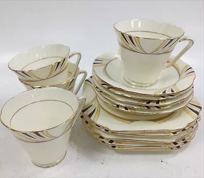 Buy ABJ Grafton China 'Merlin' Art Deco Vintage Tea Set, Includes Tea Cups And More • 9.99£