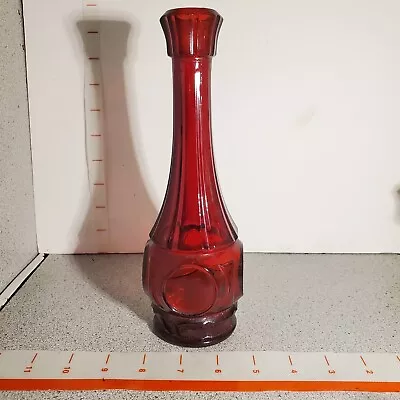 Buy Vintage Mcm Wheaton Ruby Red Glass 9  Bud Vase Bullseye Pattern Great Condition • 7.72£