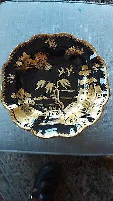Buy Booths Silicon China Scalloped Edge Comport- Black & Gold Willow Pattern -9 Inch • 40£
