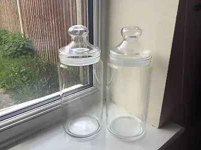 Buy Vintage Set Of 2 Tall French Luminarc Clear Glass Lidded Candy/Sweet Jars 10  • 14.99£