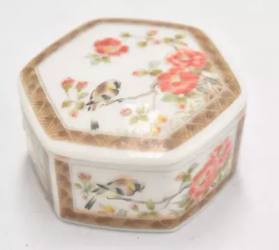 Buy Vintage Rose And Blue Tit Hand Painted Trinket Box, Storage Pot, Pill Box • 10.95£