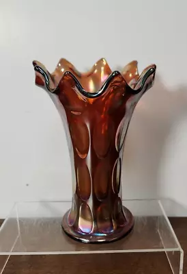 Buy Fenton Long Thumbprint Amethyst Carnival Glass Vase • 28.23£