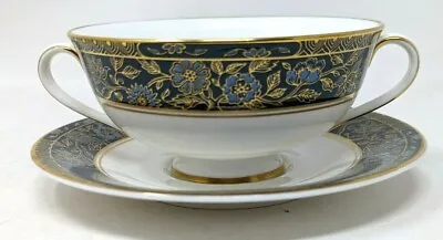 Buy Royal Doulton Carlyle H5018 Two Handled Soup Coupe Bowl And Saucer 2nd Quality • 19.99£