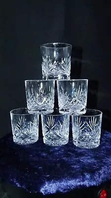 Buy Vintage Cut Lead Crystal Whisky Glasses X 6 200ml • 52£