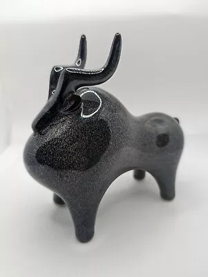 Buy Blue Black Grey Ceramic Pottery Mountain Goat Bull Ornament Decorative Figurine • 4.95£