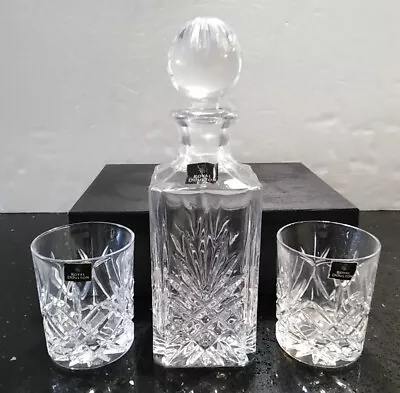 Buy Royal Doulton 3 Piece Lead Crystal Whisky Set Decanter & 2 Tumblers Boxed • 42.99£