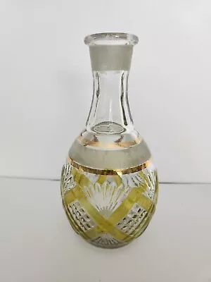 Buy Vintage Cut Glass Crystal Decanter With Yellow Accents • 14.77£
