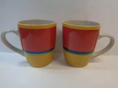 Buy 2 Royal Norfolk MAMBO 12oz 4.25  Coffee Mugs Stoneware Red Green Yellow • 23.49£