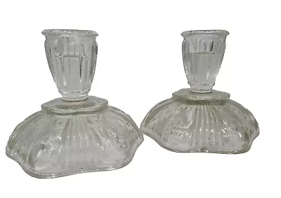 Buy Vintage Glass Candlestick Set Of 2 Candle Holders Table Decor 9cm Tall • 12£