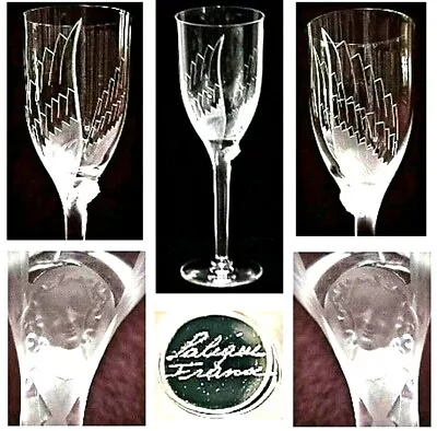 Buy LALIQUE GLASSES René Lalique, BEAUTIFUL Angel Wing Champagne Glass Set Of Twelve • 3,600£