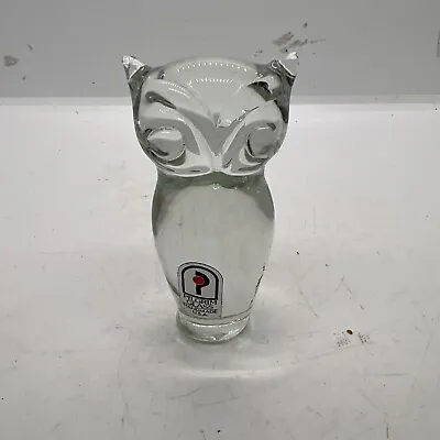 Buy Vtg Pilgrim Art Glass Owl Figurine Paperweight 3.5”Clear Hand Blown Paperweight • 7.72£