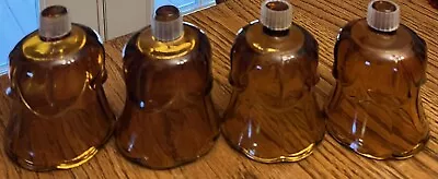 Buy Set Of 4 Vintage Homco Amber Glass Tulip Peg Votive Candle Holders 3”x 3.75” • 19.06£