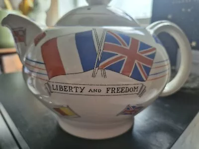 Buy Crown Ducal WWII 'War Against Hitlerism' Art Deco Teapot C1940 • 130£