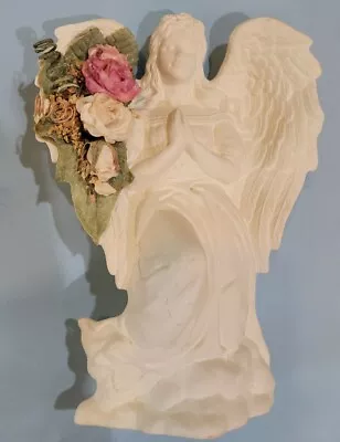 Buy Vintage, Beautiful White Bisque Porcelain Angel Figurine, Pink Roses 9  • 28.82£