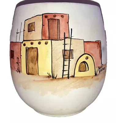 Buy Janet Haefner Hand Painted Signed American Pottery White Vase Southwest Pueblo • 15.38£