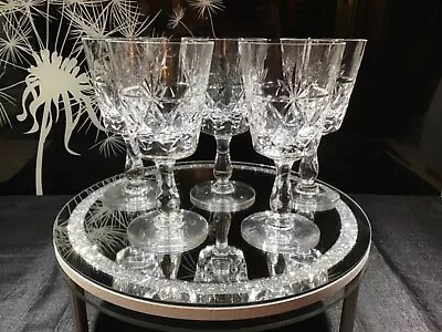 Buy 5 X Royal Brierley Cut Crystal “BRUCE” Claret Wine  Glasses - SIGNED - (180ml) • 68£