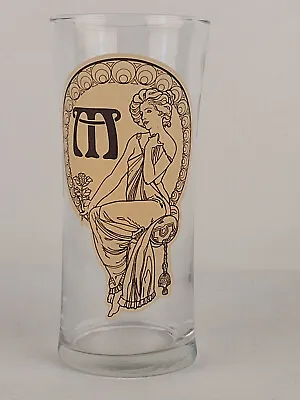 Buy Vintage Tumbler Glass Barware Art Nouveau Woman M Symbol Initial 6 ½ Inches • 11.53£