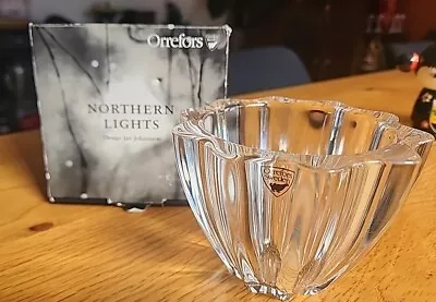 Buy ORREFORS Sweden Crystal Northern Lights Bowl Vase Candle Holder By Johansson NIB • 34.09£