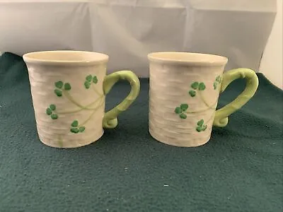 Buy 2 Celtic Classics Coffee Mugs Stoneware Basketweave Shamrock Pattern 12 Ounce • 22.05£