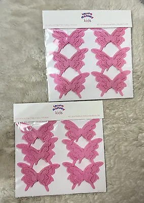 Buy Laura Ashley Kids 2 X Set Of 6 Felt Butterly Pink Wall Stickers  • 6.99£