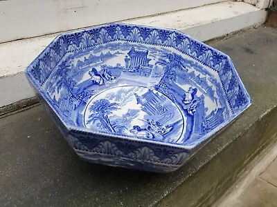 Buy Antique 1905-20 Cauldon England Blue & White Transfer Design Large Octagon Bowl • 39.95£