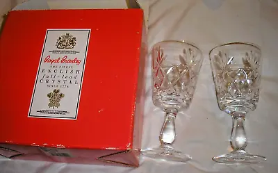 Buy Royal Brierley Crystal Wine Glasses Clear Cut Glass X2 • 28.50£
