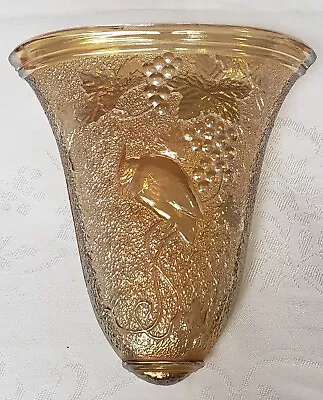 Buy Dugan & Diamond Carnival Glass Marigold Cockatoo Bird & Grapes Wall Pocket Vase • 28.60£