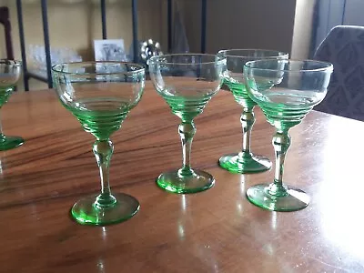 Buy SET Of 4 STUART CRYSTAL GREEN Long Stem COCKTAIL GLASSES --  STRATFORD SHAPE • 24£
