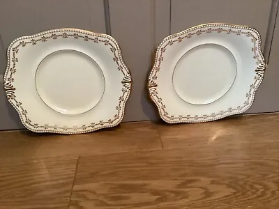 Buy Tuscan Gold Flower Pattern With Red Centres Cake / Serving Plates X 2 • 16£