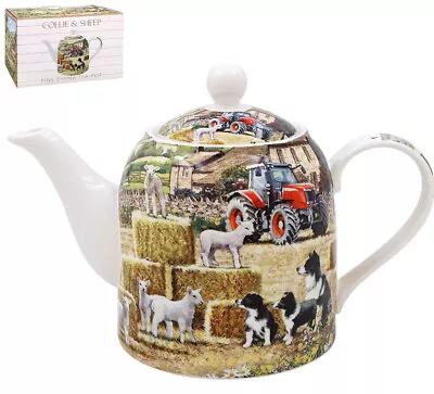 Buy Fine China Collie & Sheep 2 Cup Gift Boxed Teapot Gift Boxed Farmyard Scene • 19.99£