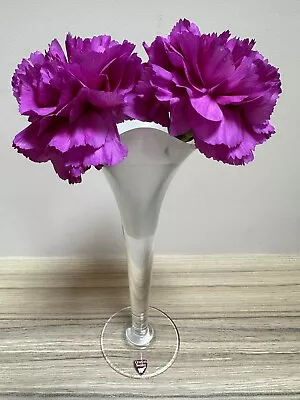 Buy Vintage Orrefors Sweden~Anne Nilsson Clear & White Chanterelle Art Glass Vase • 35£