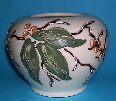 Buy C H Brannam Art Pottery - Leaves & Berries On A Cream Colour - Tube Lined Vase. • 30£