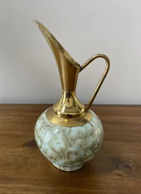 Buy Vintage Delft Holland Brass And Marbled Robin Blue Hand Painted Pitcher And Vase • 10.03£