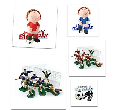 Buy Happy Birthday Footballer Soccer Cake Décor Set  Red/Blue Topper Party Tableware • 2.99£