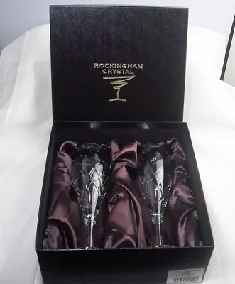 Buy Pair Of Rockingham Crystal FLAME Champagne Flutes Glasses 8.5 H (boxed) • 19.99£