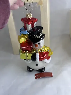 Buy Glassware Art Studio Handcrafted In Poland Fancy Snowman Ornament  • 14.47£