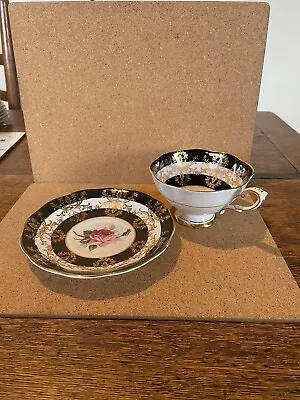 Buy Royal Standard China Pink Rose With Black Bands Tea Cup & Saucer Duo. No. 2062. • 20£