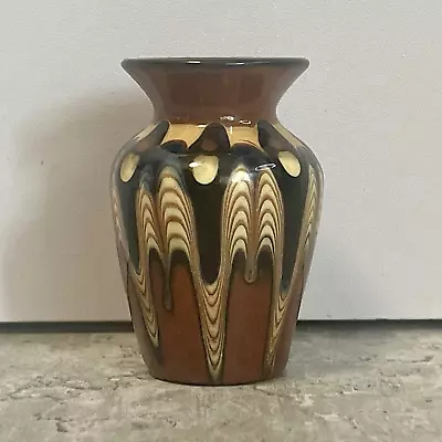 Buy Vintage Miniature Vase Bulgarian Troyan Folk Art Pottery Drip Glaze Handmade 6cm • 12£