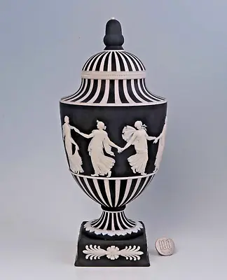 Buy WEDGWOOD Rare Black And White Jasper Ware Lidded Urn, 26cm • 1,995£