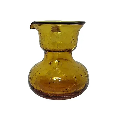 Buy Vintage Amber Gold Crackle Glass Creamer Pitcher Jug 3  • 10.58£